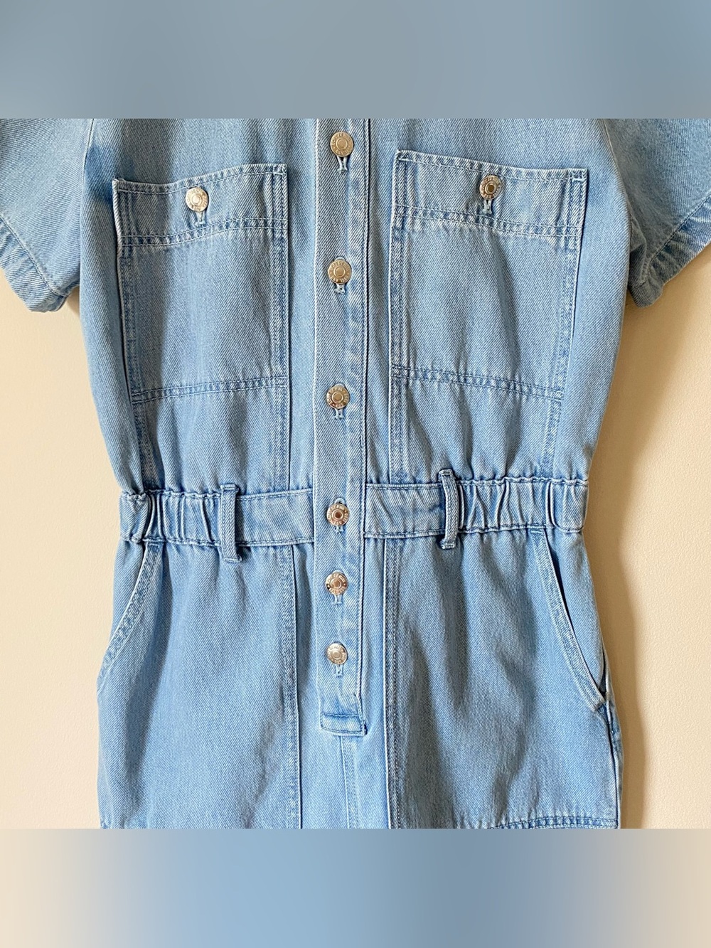 LOFT Light Wash Denim Utility Romper Size 6 Soft Lyocell Western Cowgirl - Picture 7 of 13